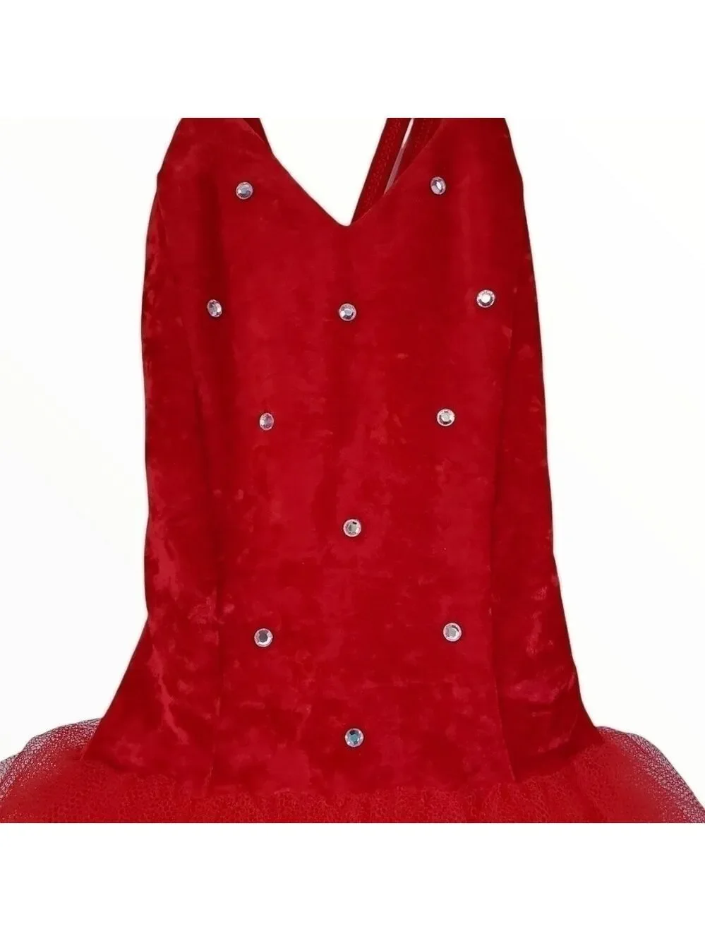 Curtain Call Costumes sz CSM Red velvet Rhinestone Valentines Christmas